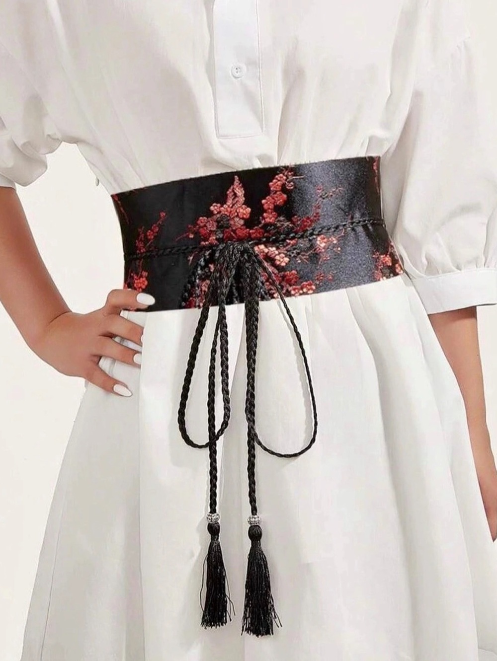 Floral Corset Belt in Black & White New